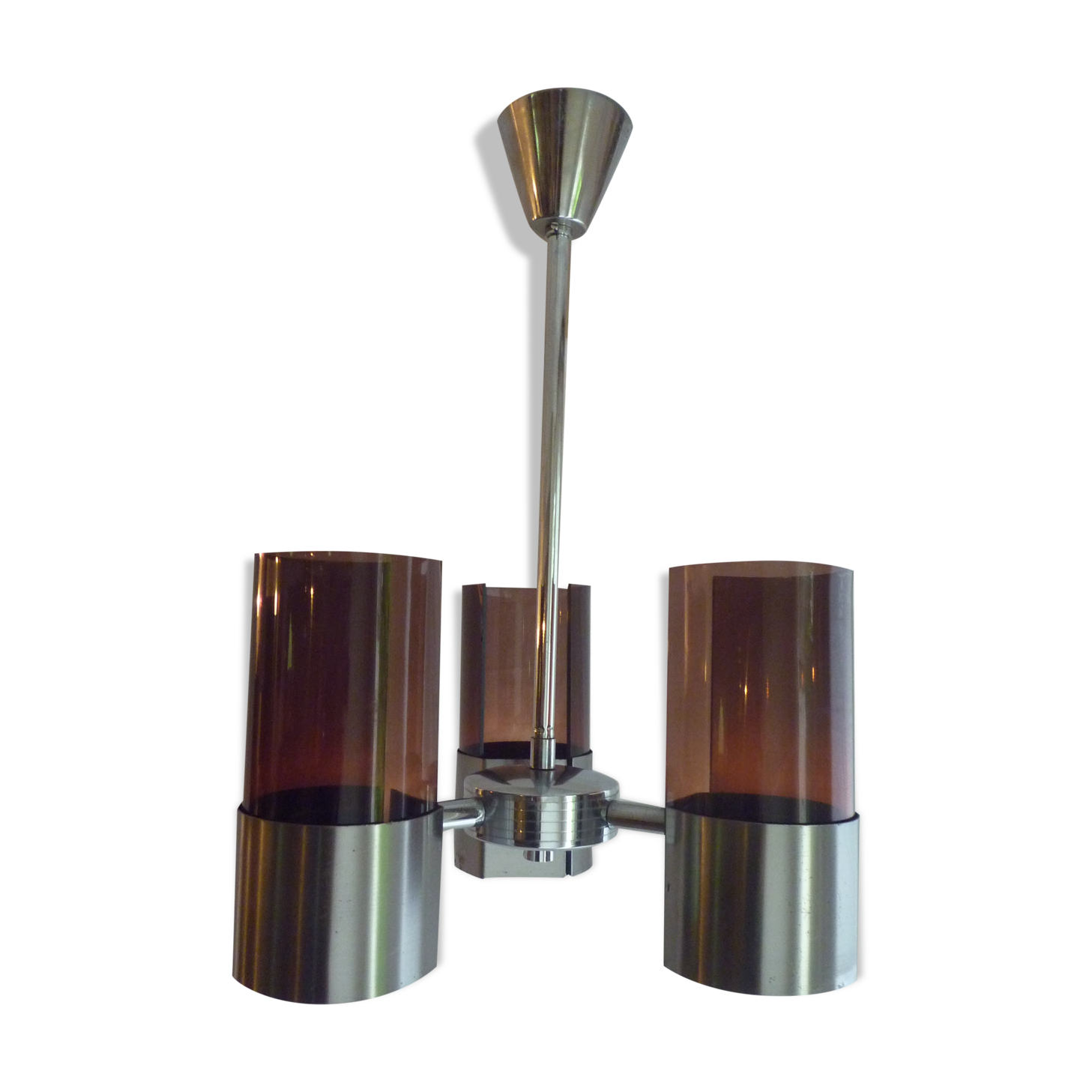 Suspension "Space Age" chrome metal and plexiglass 1970s