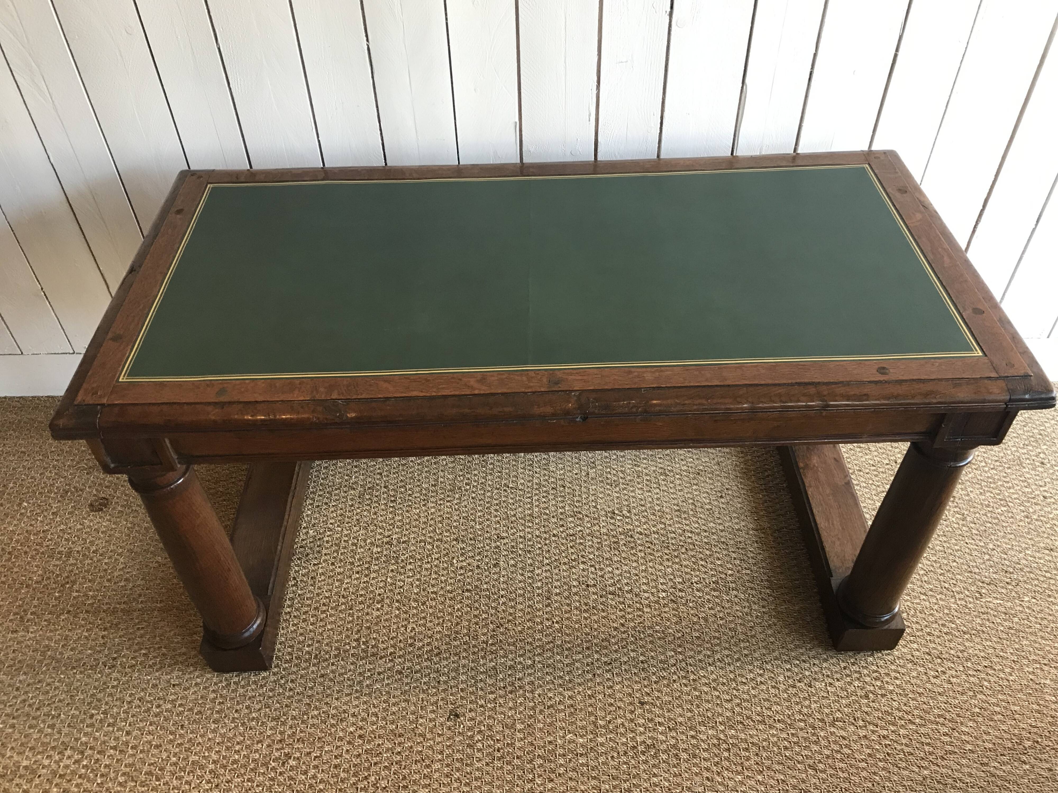 Oak and leather desk. Restored.