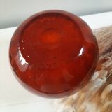 Orange vase in bubbled glass