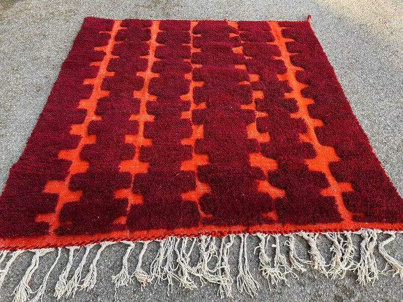 Moroccan Berber Beni Ourain Custom Red Rug 250/150cm