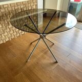 Round smoked glass table, 1970