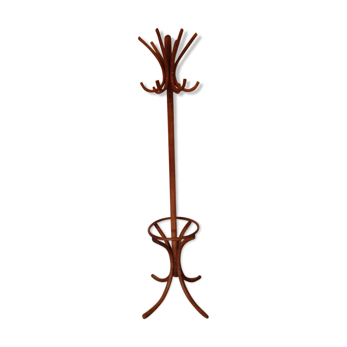 Six-headed coat holder in curved wood vintage 40s-50s