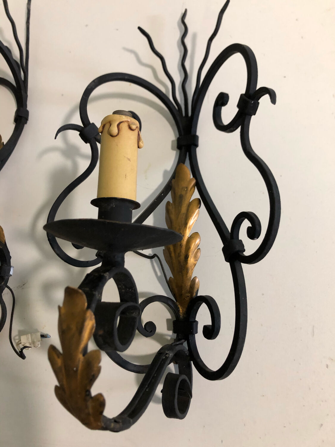 Wrought iron corner wall lights
