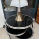 Table basse ronde en verre et chrome vintage