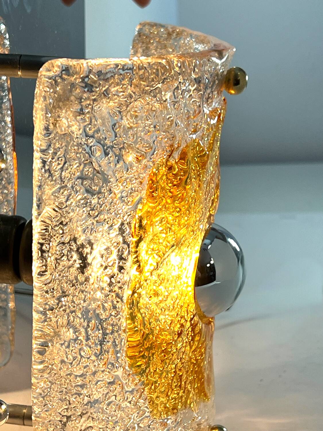 Italian chrome and Murano glass wall light from the 1970s.