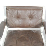 Swedish Mid Century Leather And Aluminum Armchairs By Karl Erik Ekselius For Joc Vetlanda, Set Of 4