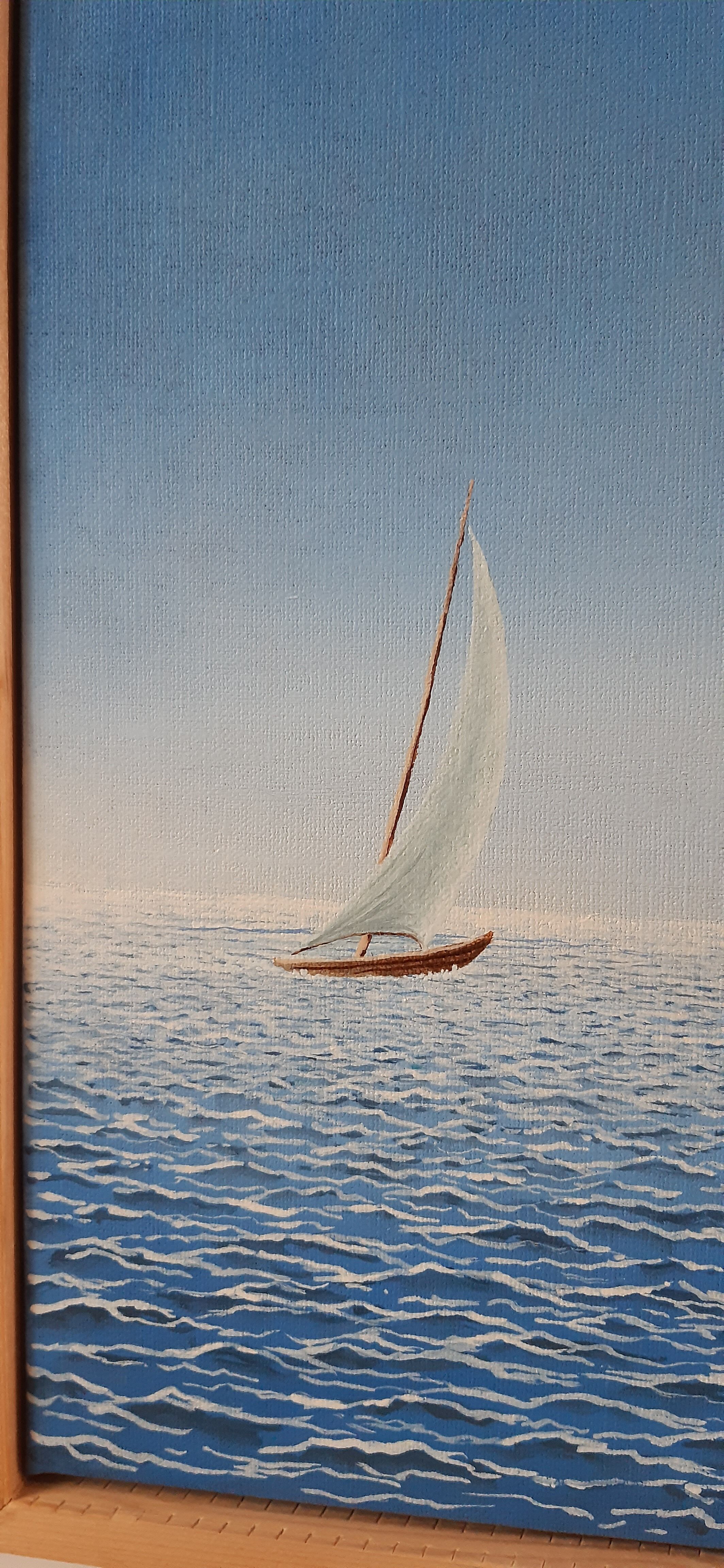 Tableau huile sur toile paysage mer vintage
