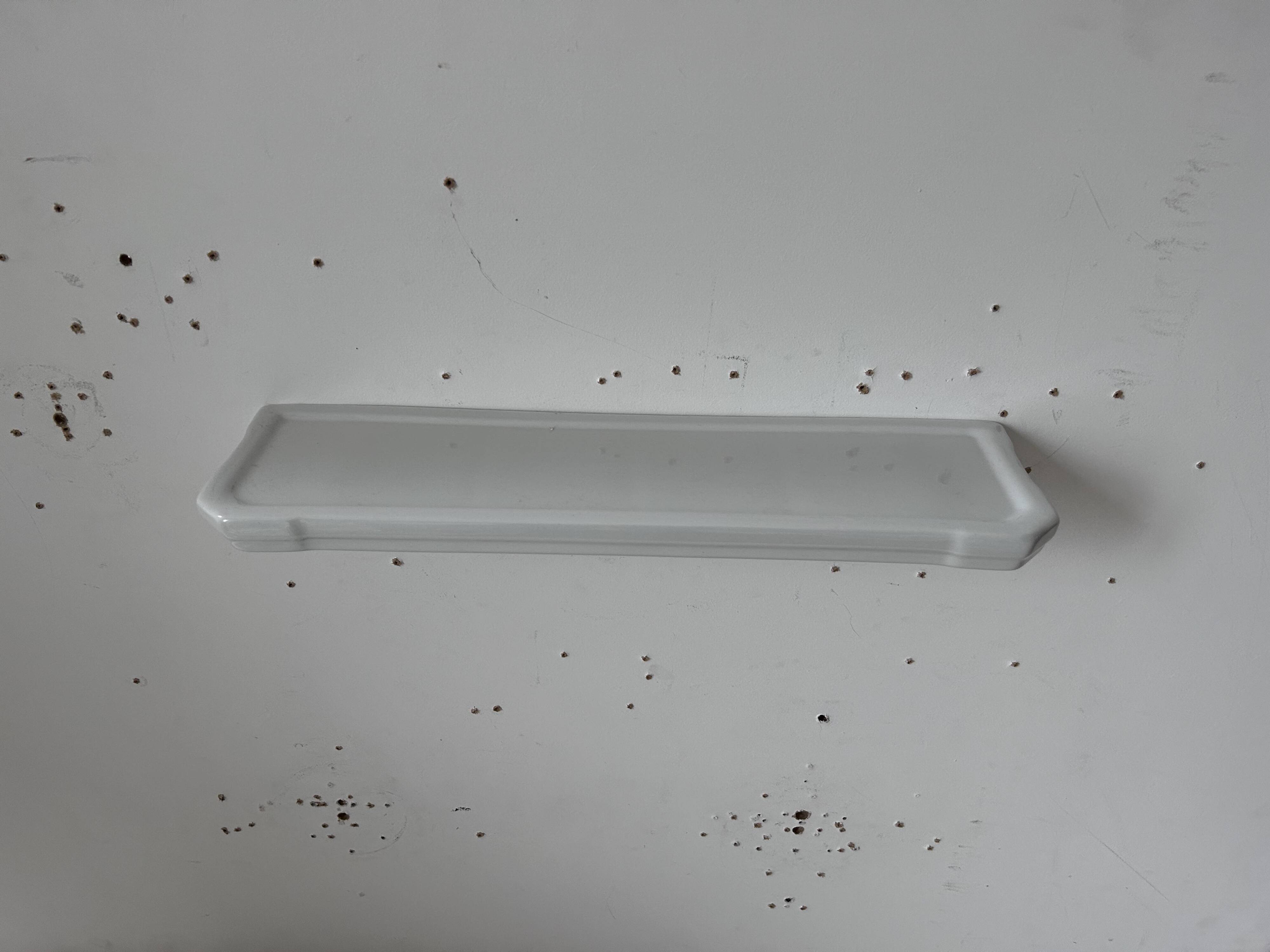 Vintage porcelain shelf, white, France 1930