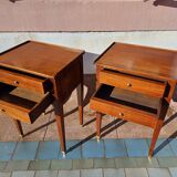 Paire de chevet style Louis XVI chêne 2 tiroirs pieds fuseaux