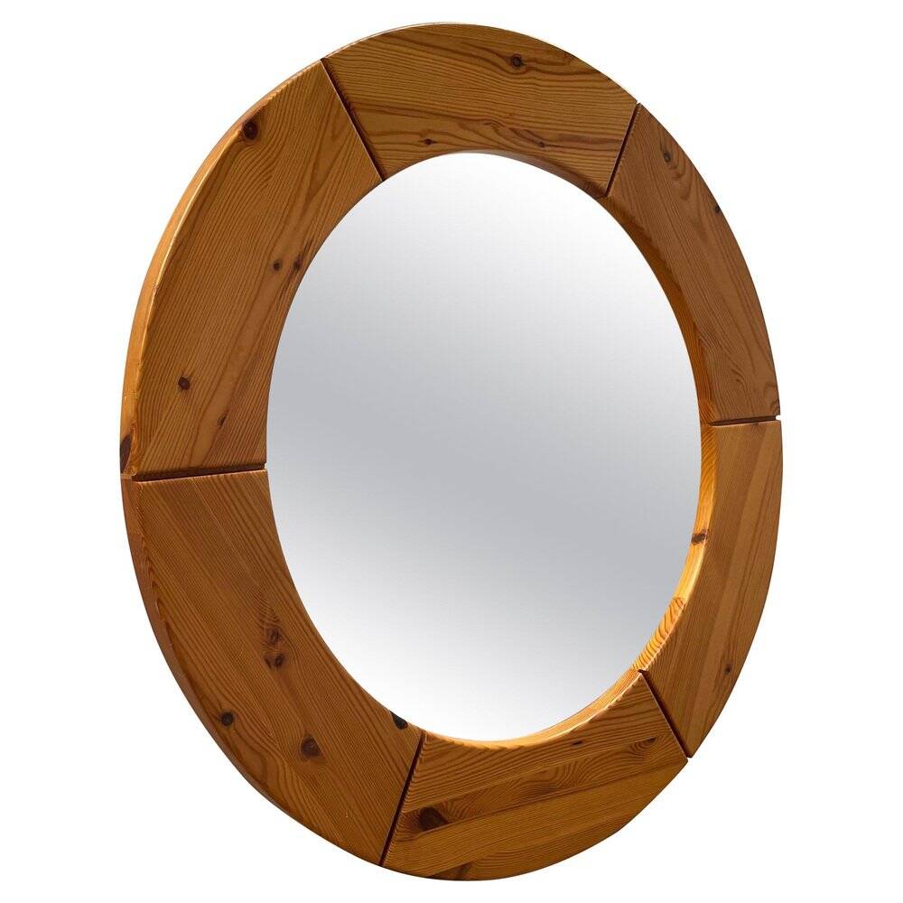Pine wall mirror by Glasmäster Markaryd, Sweden, 1967