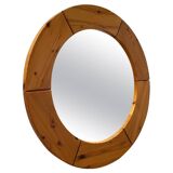 Pine wall mirror by Glasmäster Markaryd, Sweden, 1967