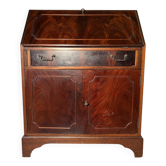 Antique mahogany secretary, upholstered flap and interior storage