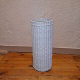 Porte-parapluie vintage italien en céramique blanche style bambou