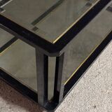 Large coffee table in metal, glass and mirror 1970