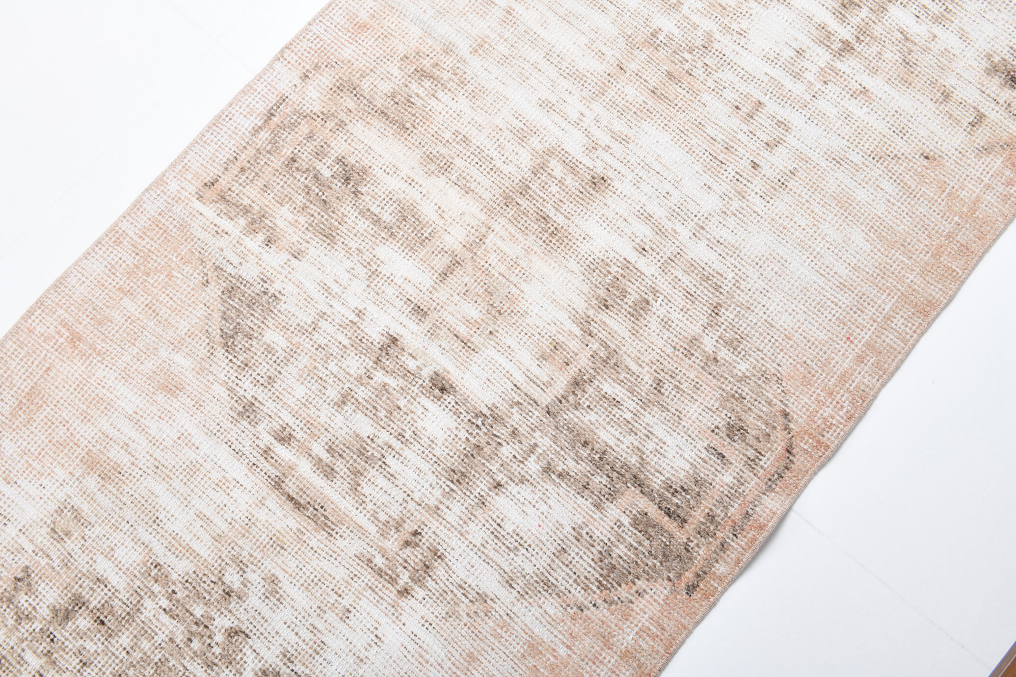 Distressed wool vintage runner rug 312x76cm