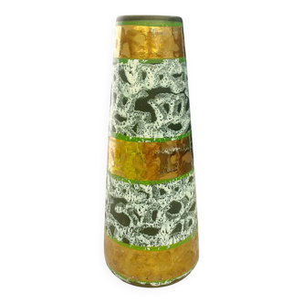 Vase rouleau – Céramique Vintage, décor moucheté rehauts doré, parfait état