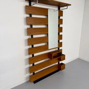 Scandinavian design teak wall unit with entrance door from the 70s