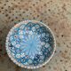 Two bowls, enameled ceramic cups, red and blue, artisanal, hand painted made in Italy