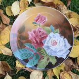 Plate with iron rose motifs, hb, Choisy le roi art deco