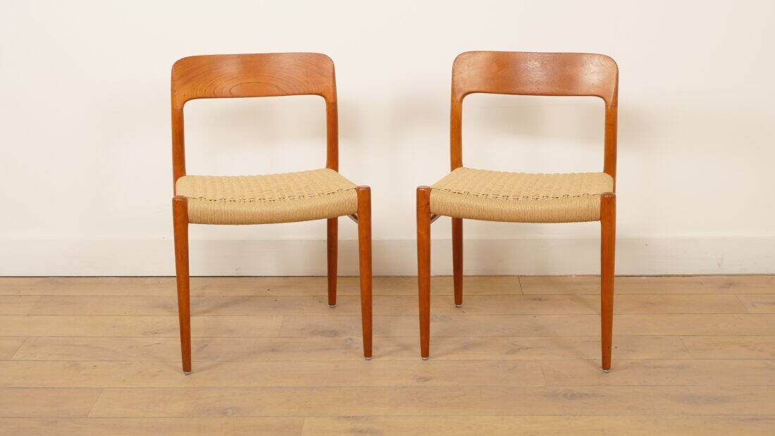2 x vintage dining chairs | Niels Otto Møller | Model 75 | Teak