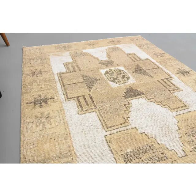 1970s Turkish Hand-Knotted Wool Cotton White Runner Rug 120X314