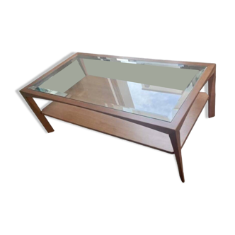 Coffee table in solid cherry and glass