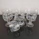 Set of 8 red wine glasses on crystal legs decorated with grapes and vine branches Luminarc