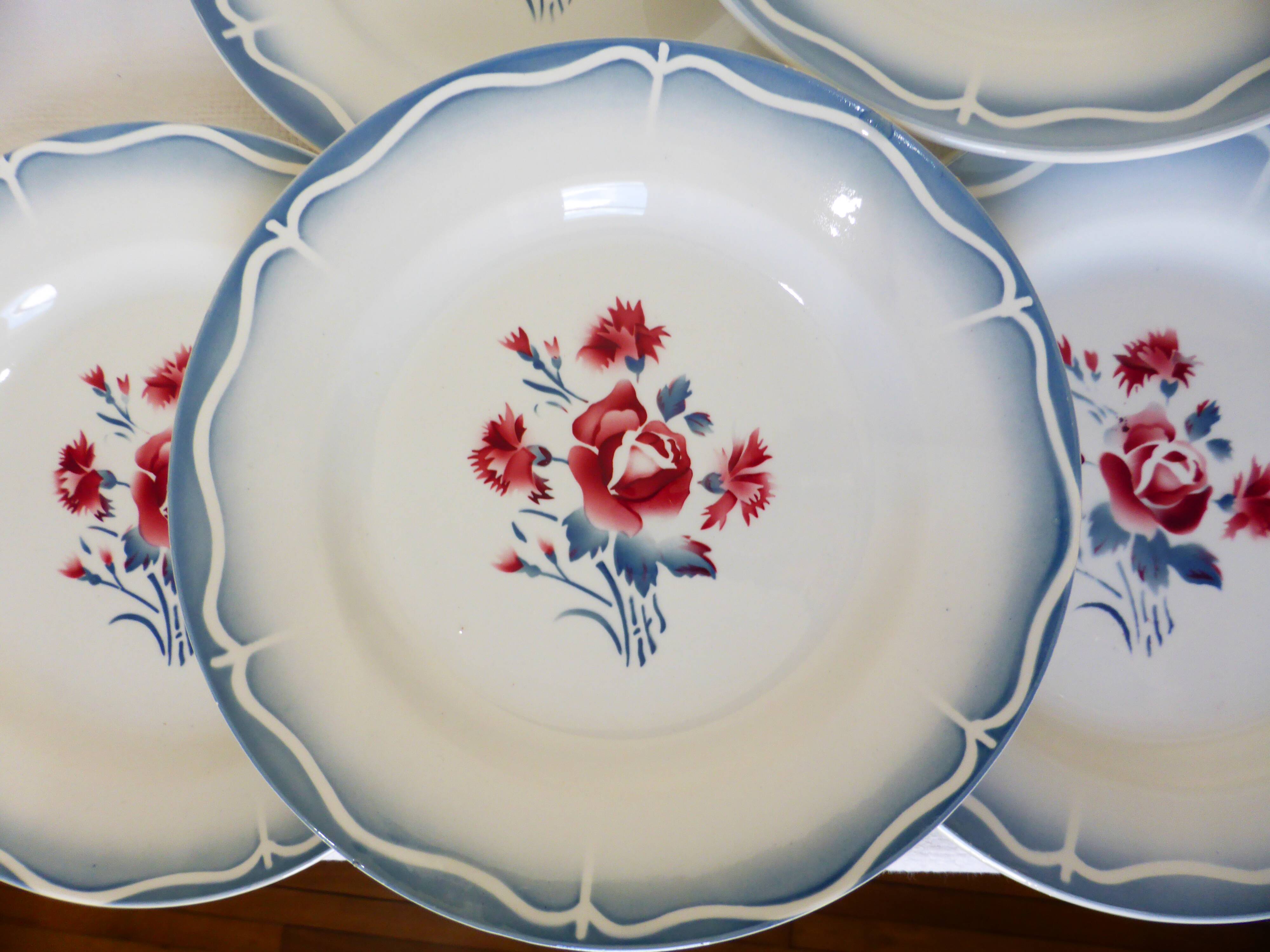 6 assiettes plates de Digoin Sarreguemines modèle Nina Rosa 210419