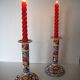 Pair of Gien earthenware chandeliers