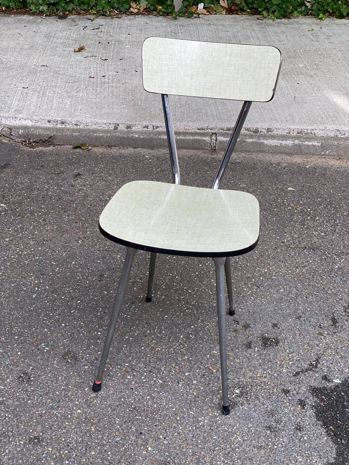ETS khaki green formica chair Sanec Limoges