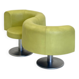 Yellow green space age bench with wavy design
