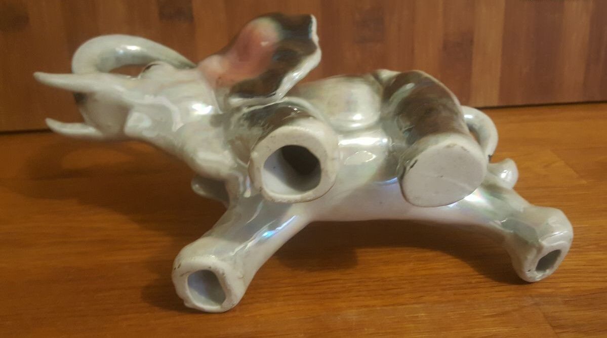 Vintage elephant in iridescent Art Deco ceramic