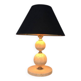 Travertine and brass lamp