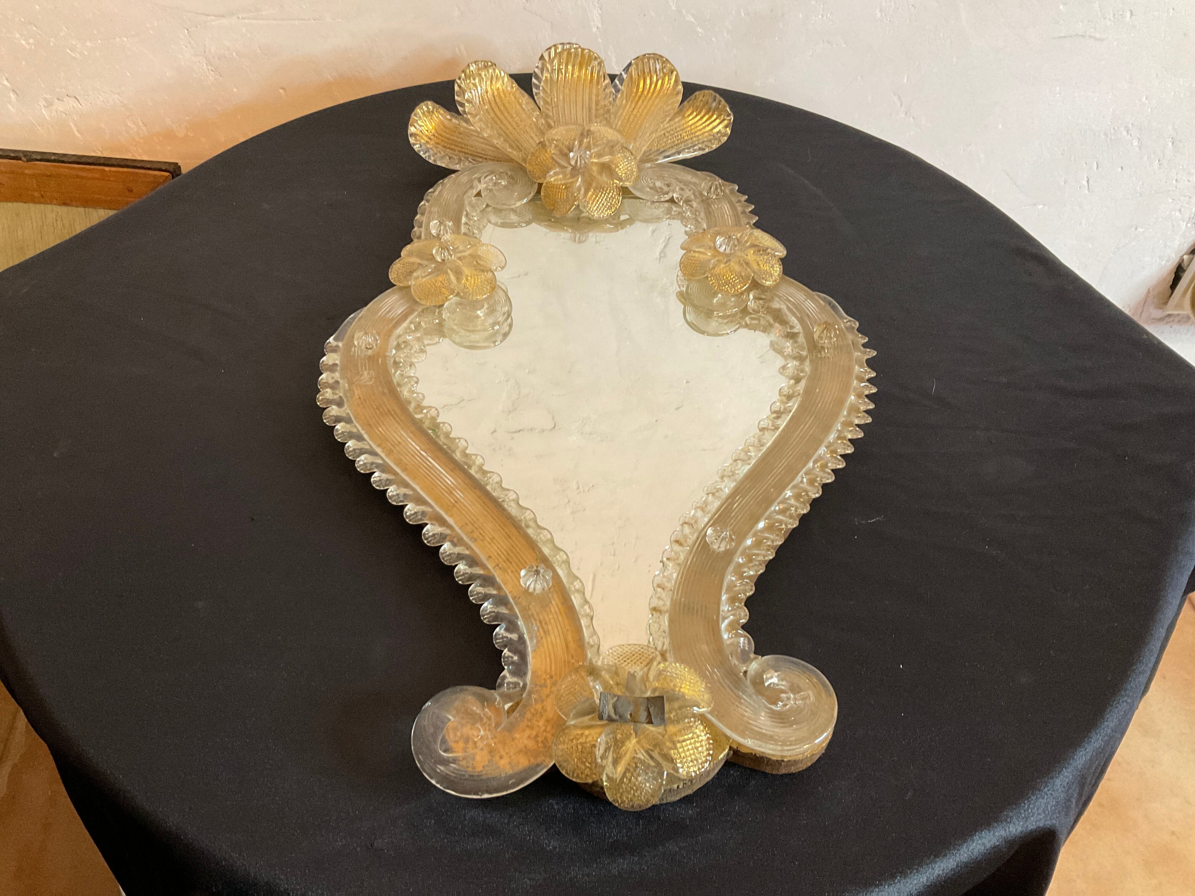 Venetian art nouveau wall mirror Murano 24x44cm
