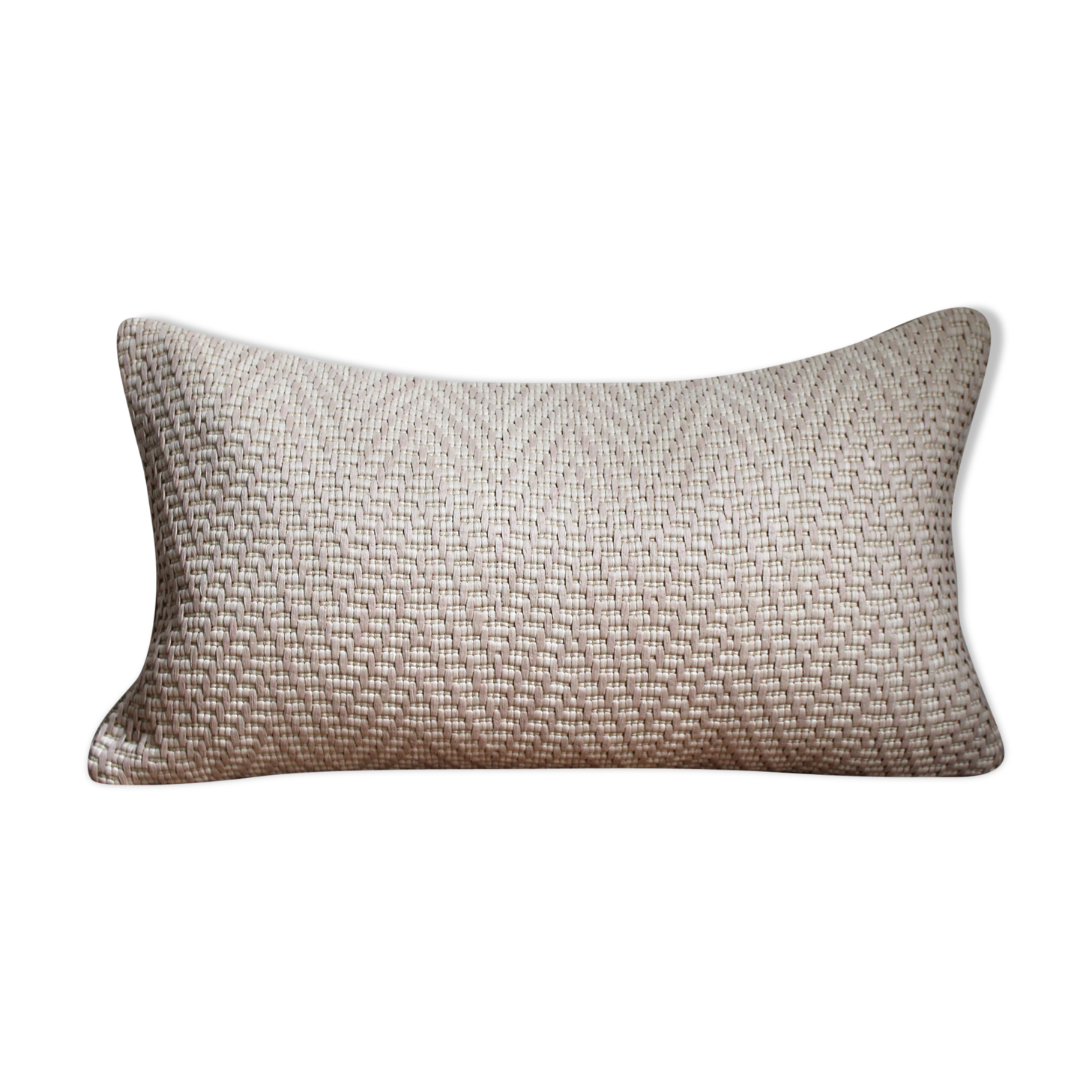 Rectangle cushion double sided rafia/lin