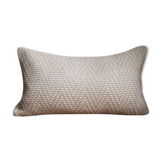 Rectangle cushion double sided rafia/lin