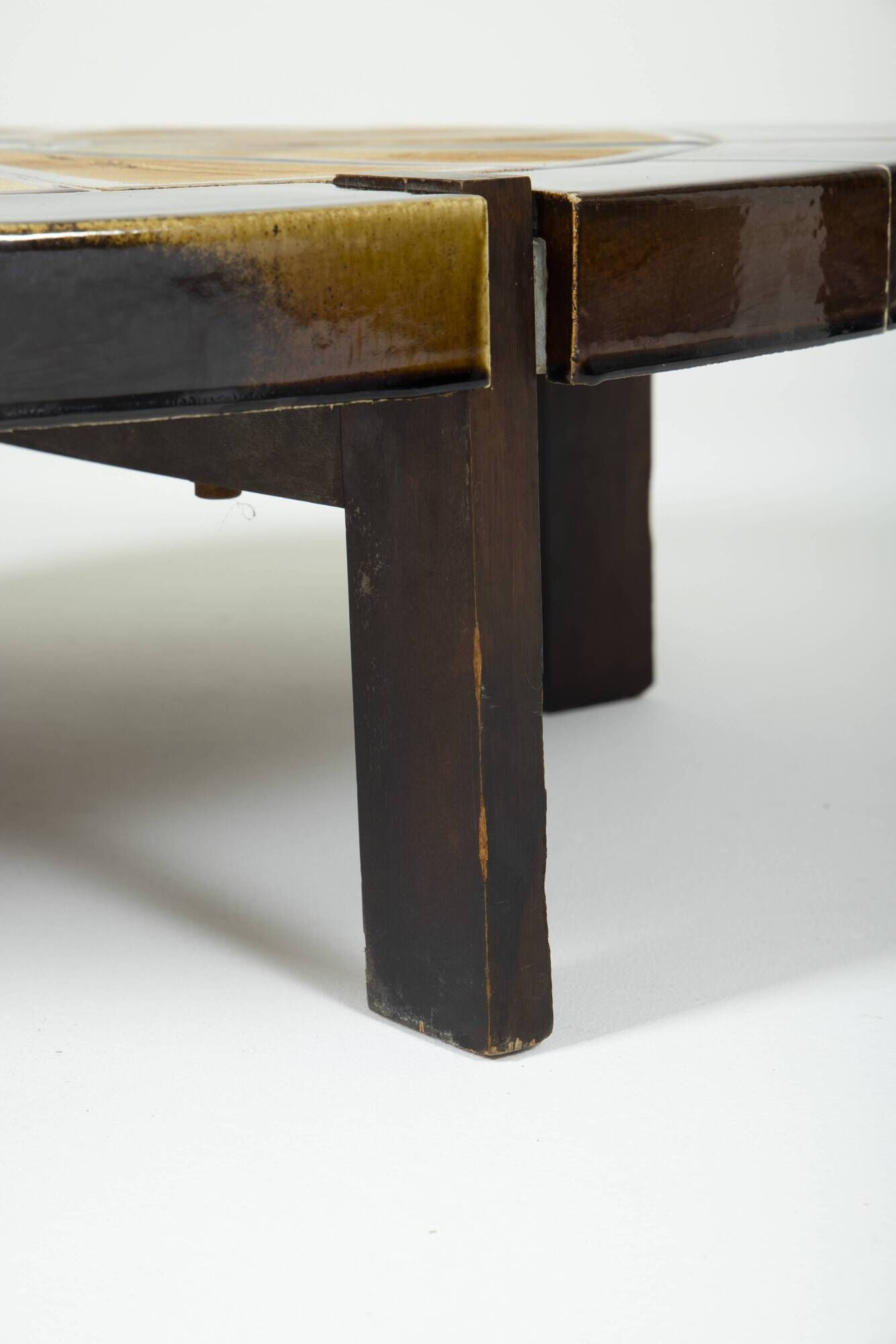 Glazed ceramic coffee table Herbarium model by Roger Capron in Vallauris, France 1970s