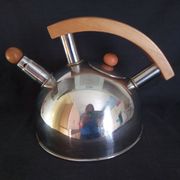 Art Deco manual kettle in stainless steel and wood, cap. 2L, 1930s