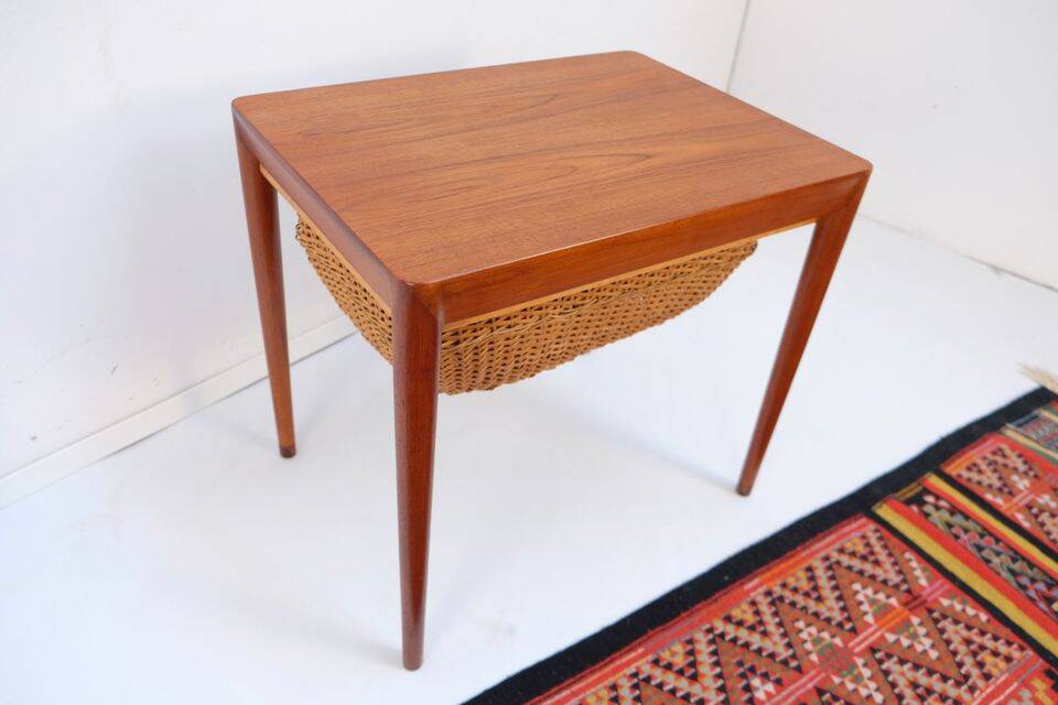 Mid-20th century Danish sewing table/side table in teak, Haslev Hansen