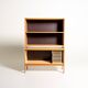 Scandinavian oak bookcase with tambour door, 1960s
