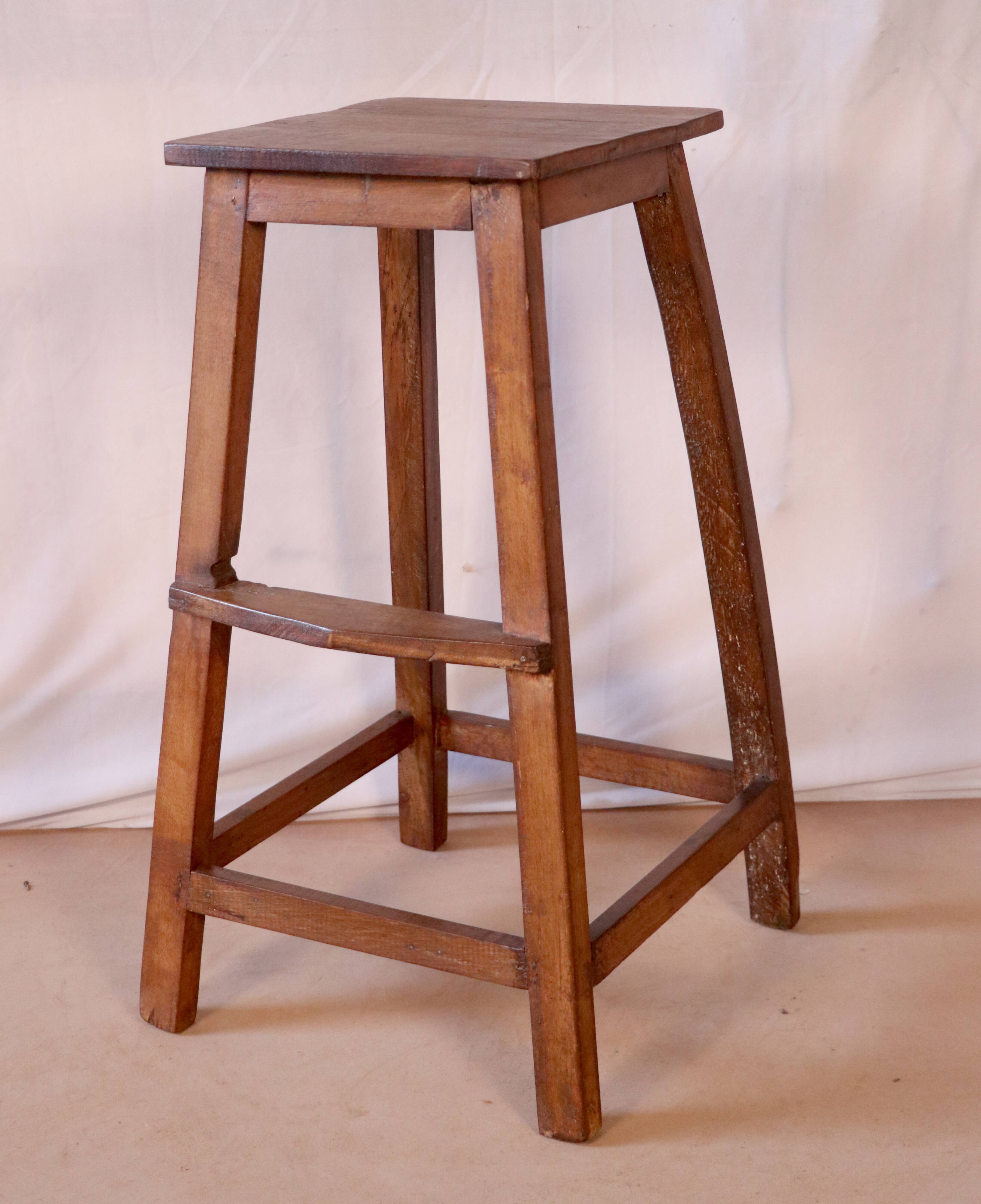 Old Burmese teak workshop top stool