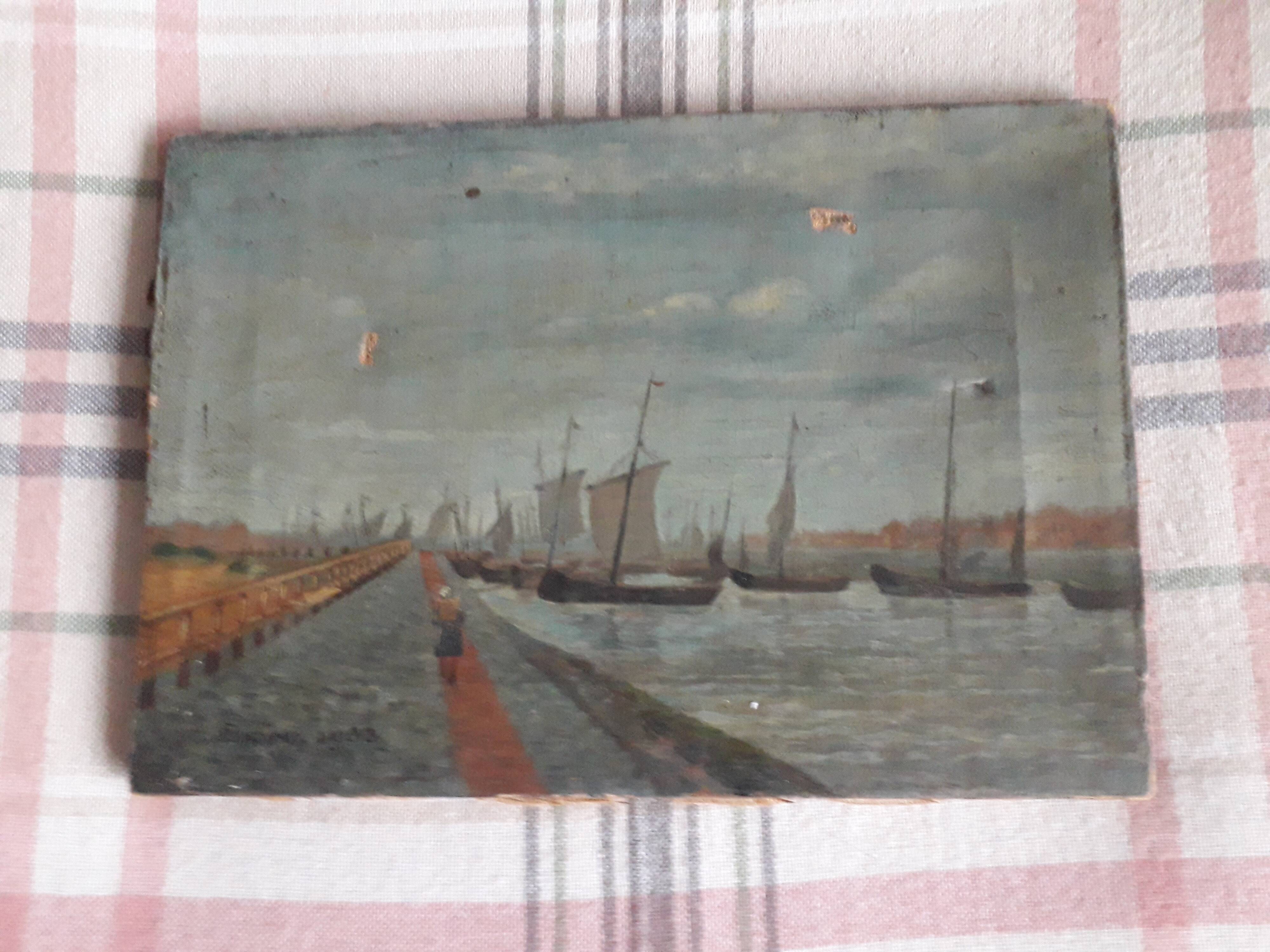 Old oil painting representing Venice