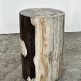Small black, white and gray petrified wood side table H28cm D:18.5