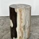 Small black, white and gray petrified wood side table H28cm D:18.5