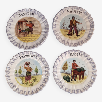 4 seasons plates in Bassano earthenware