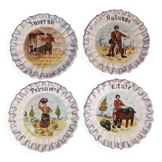 4 seasons plates in Bassano earthenware