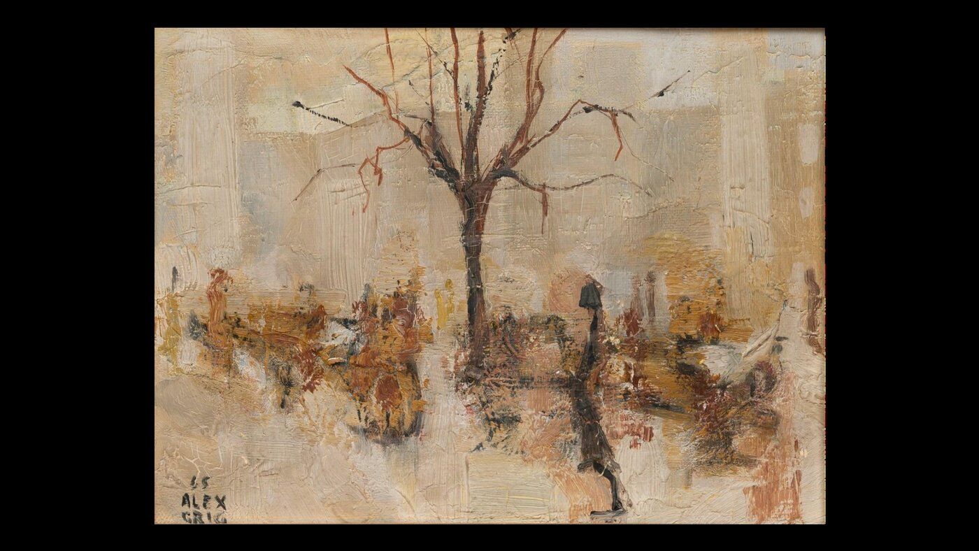 Painting by Alex Grigg "winter in central park -1965"