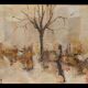 Peinture d'Alex Grigg "hiver à central park -1965"