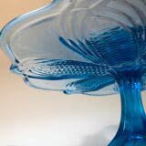 Blue vintage glass cake display