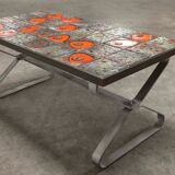 Seventies iron and ceramic coffee table